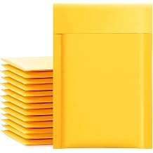 packbabol Kraft Bubble Mailers 4x8 Inch 50 Pcs,Small Self-Sealing Mail Shipping Bags,Yellow Padded Envelopes #000