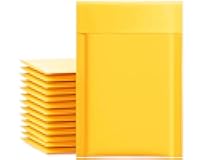 packbabol Kraft Bubble Mailers 4x8 Inch 50 Pcs,Small Self-Sealing Mail Shipping Bags,Yellow Padded Envelopes #000
