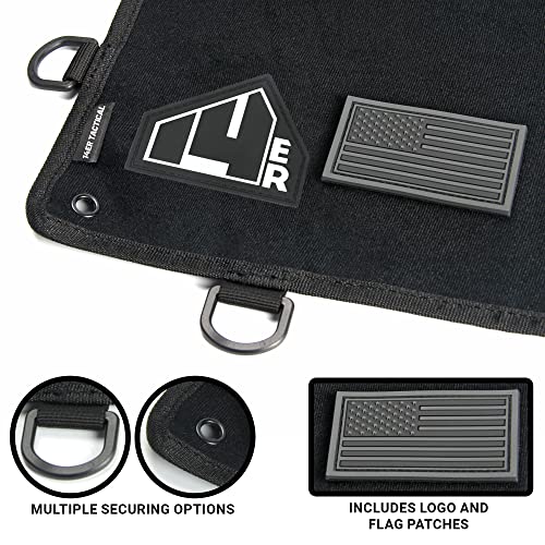 14Er Tactical Patch Display | Panel Board, Collection Holder | Ballistic Backing Wall Display For Hook And Loop Military, Airsoft, Morale Applique Patches (Black + Pvc American Flag) #TOP2