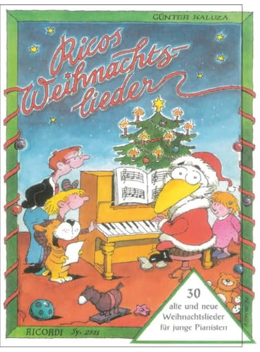 Ricos Weihnachtslieder | Klavier-Notenbuch | Anfängerfreundliches Piano-Songbook mit Großdruck | Liederbuch mit Klaviernoten und Methodik-Begleiter | Weihnachtsmusik für Kinder-Klavierschule
