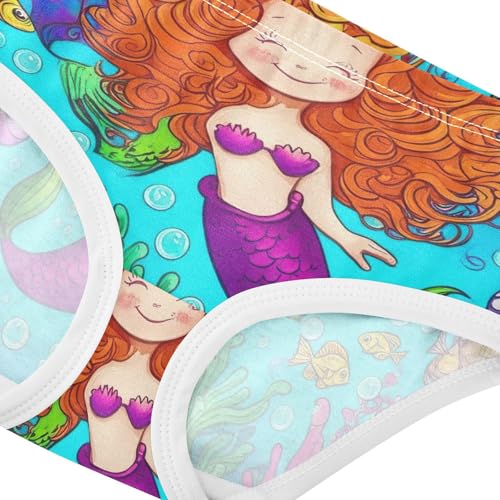 Cute Underwater Mermaid Blue Girl Panties Cute Toddler Girls Underwear Cotton Florals Undies Kids Briefs 2t4