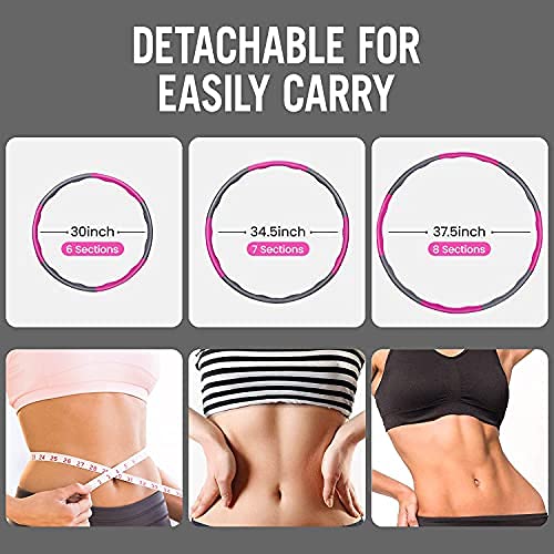 colorfarm Weighted Fitness Exercise Hoop for Adults & Beginners Weight Loss Sports Exercise Hoops Detachable Design Workout Equipment for Women Men