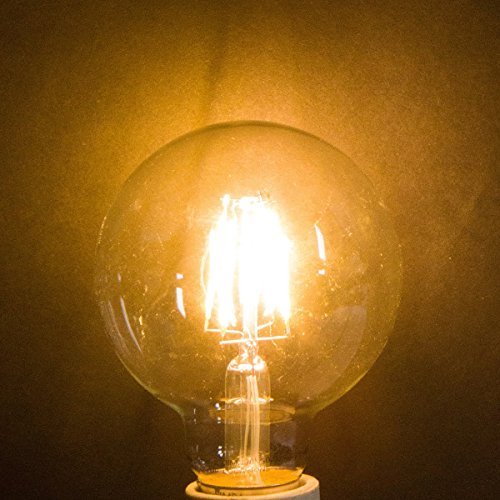 Simba Lighting Led Edison Vintage Vanity Globe Filament G25 (G80) 4W Dimmable 40W Equivalent (6 Pack) 120V Light Bulb For Bathroom Makeup Mirror, Medium E26 Base, Ce, Rohs Compliant, Warm White 2700K #TOP7