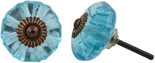 Indian Shelf 2 pomos vintage  Perillas vintage de flores de caléndula  Perillas de cajón vintage multicolor  Perillas de vidrio para aparador