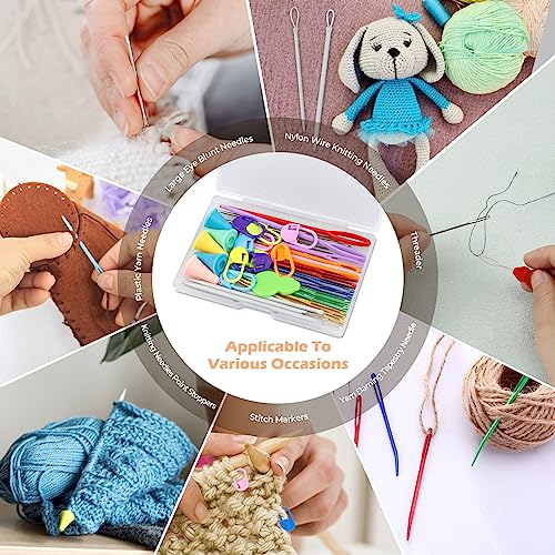 Image of FIVEIZERO 43 Pcs Yarn Needles Set, Assorted Yarn Needles Bent Tapestry Needle Weaving Needle Darning Needles Big Eye Blunt Knitting Needles with Stitch Markers for Knitting Crochet Kit