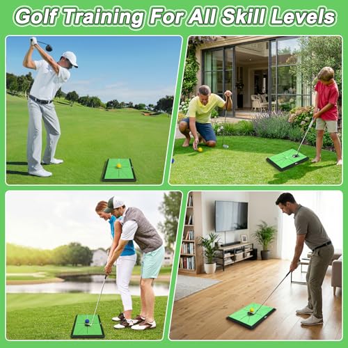 MoKo Golf Hitting Mat, Golf Practice Mat for Swing Path Feedback, Extra Replaceable Impact Mats with Non-Slip Heavy Duty Rubber Base, Golfer Gifts for Men Women Outdoor Indoor