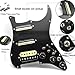 Humbucker Electric Guitar Pickguard Pickup with Singlecut Wiring Loaded Prewired Pickguard SSH Guitar Pickguard Swith Control Scratchplate Assembly for Fender Strat Guitar (Right Hand-Black)