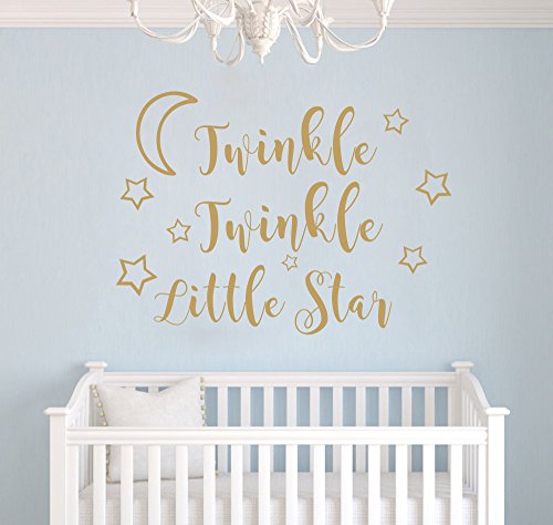 Twinkle Twinkle Little Star Wall Decal Art Vinyl Sticker for Kids Baby Boy Girl's Room Decoration Nursery Bedroom Home Decor YMX29 (Matte Gold, 57x42cm)