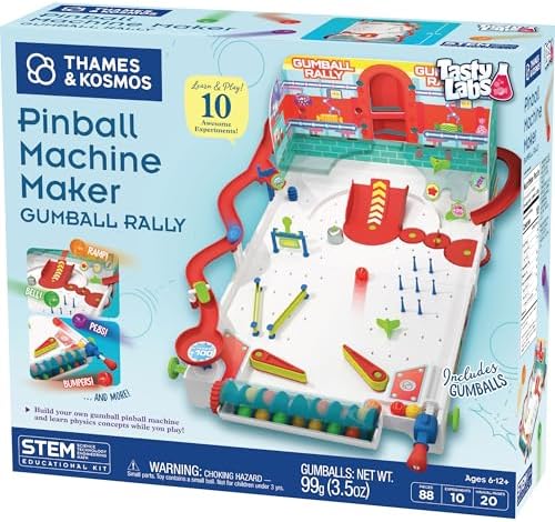 Thames & Kosmos Pinball Machine Maker STEM Experiment Kit Toy of the Year Finalist, Gumball Rally l Explore Physics, Force, Motion, Gravity, Simple Machines