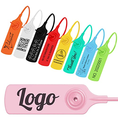 Pobsuier® 100 Plomben Personalisierte Anhänger aus Kunststoff Personalisiert Etiketten mit Firmenlogo oder Text für Kleidung Schuhe 200mm