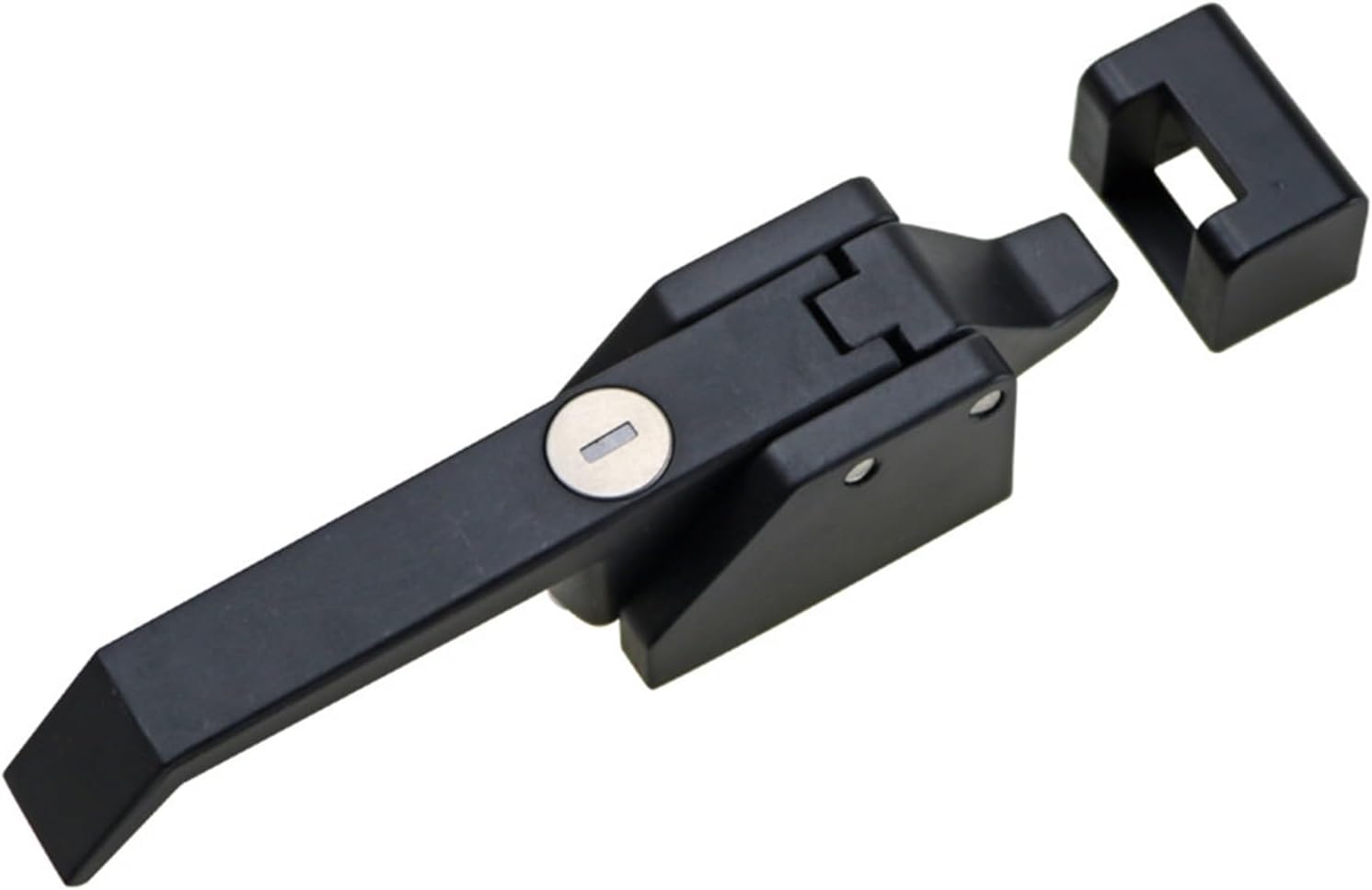 door lock Zinc Alloy Door Handle Lock Heavy Duty Industrial Automation Equipment Black(With lock cylinde)