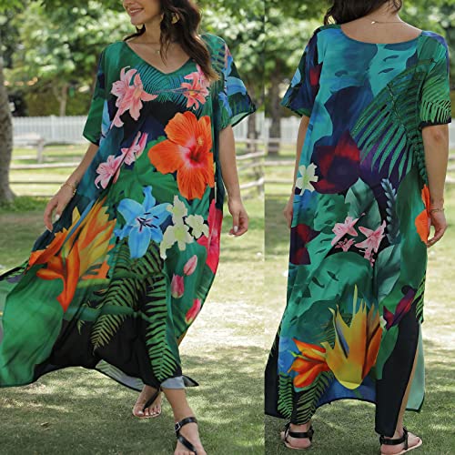 Cache-maillot de bain ample imprimé floral col en V léger
