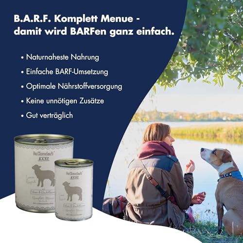 DR.CLAUDER'S - B.A.R.F. Komplett Menue Lammragout | Fleischeintopf mit 100% Lammfleisch, Innereien und Gemüse für ausgewachsene Hunde. Alleinfutter in der Dose | 6X 400g Lamm