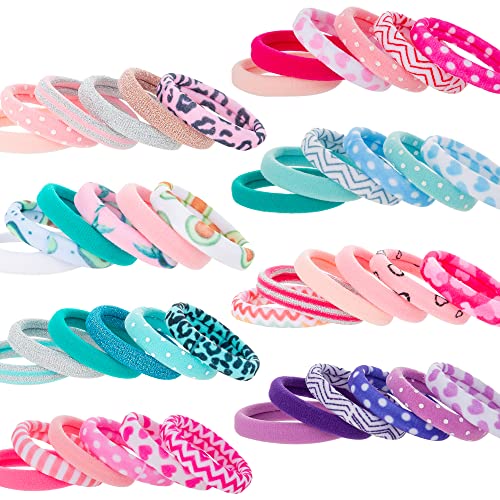 48Pcs Colorful Hair Ties For Women (Large Thick) Fun Mini Seamless Hair Band - Elastic Hair Ties No Damage Ponytail Holder-Hair Accessories For Girls Kids #TOP3
