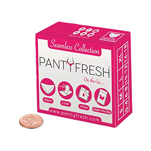Panty Fresh On-The-Go 4in1 Women's Emergency Kit, Travel Kit- Pocket Size Includes Seamless Underwear, Pantyliner, Fresh Wipe & Wash Bag Ultimate Survival Kit, Feminine Hygiene Sachet First Period Kit