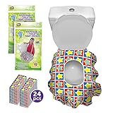 24 Large Disposable Toilet Seat Covers - Portable Potty Seat Covers for Toddlers, Kids, and Adults by Mighty Clean Baby - 2 Packs of 12 Covers