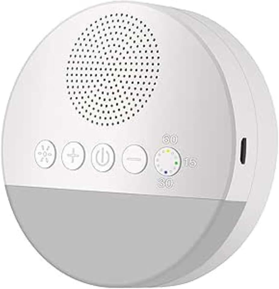 Ruído Branco para Sono de Bebê, Branca | 6 Sons Suaves, Luz de Respiração Suave, Temporizador 15/30/60 min, Sincronização Inteligente, Para Todas as Idades