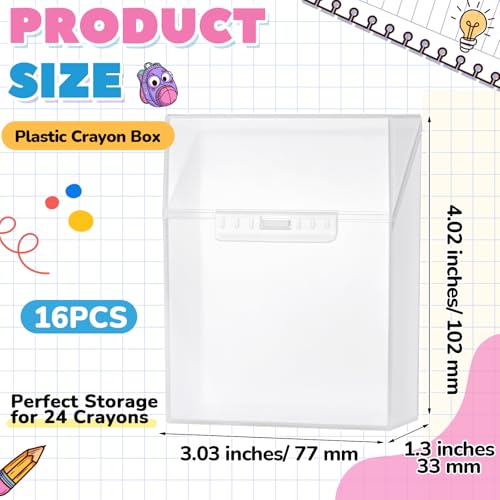 Image of Clabby 16 Pcs Clear Plastic Crayon Boxes Hold 24 Count, Clear