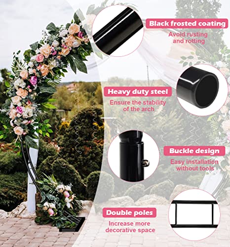 Queension Extra Large Wedding Arch for Ceremony 8.5Ft Wide 7.4Ft High, Metal Balloon Arches Backdrop Stand with Base for Party Supplies, Outdoor Garden Trellis for Climbing Plant, Round Frame, Black by Queension - Image 5