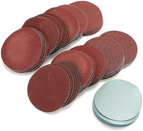 Boxonly 3 Inch 75mm Sanding Discs, 100 Pcs Red Hook and Loop Sandpaper Pads, 10 Grits (80-3000), for Drill Grinder