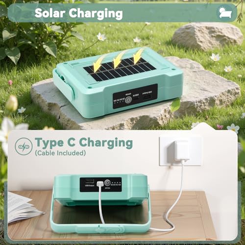 Image of 100W LED Solar Work Light, 5000mAh Rechargeable Magnetic Emergency Light, IP66 Waterproof, Up to 24 Hours of Runtime. Ideal for Emergencies, Repairs, and Camping.
