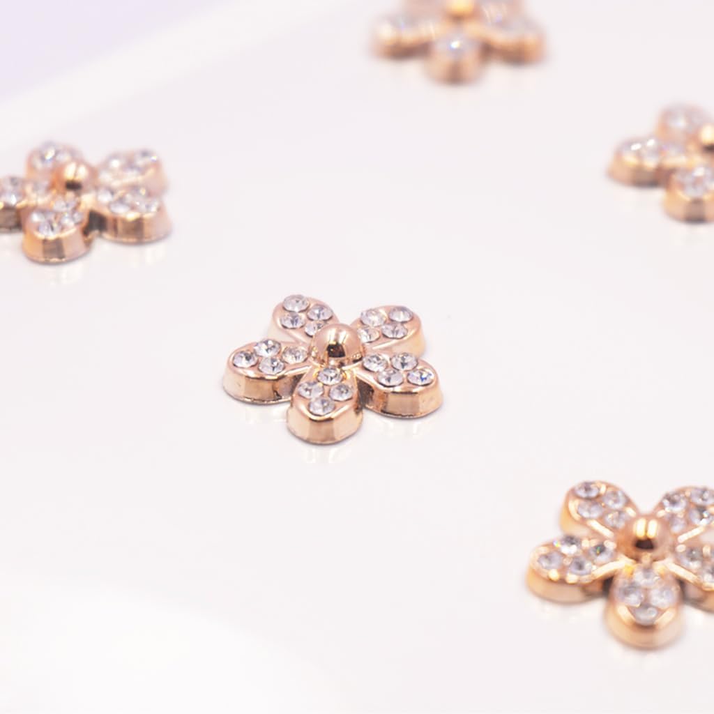 Pack of 12 Gold Flower with Clear Stone Accents Rhinestone Sticker Sheets - 144 Glittering Flower - Self-Adhesive for Crafting, Scrapbooking, DIY Projects, and Decorations