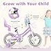 HONEY JOY Kids Bike, 12 14 16 18 Inch Girls Bike w/Training Wheels, Doll Seat, Streamers, Handbrake & Coaster Brake, Fully Enclosed Chain, Princess Style Children Bike (12 Inch, Purple)