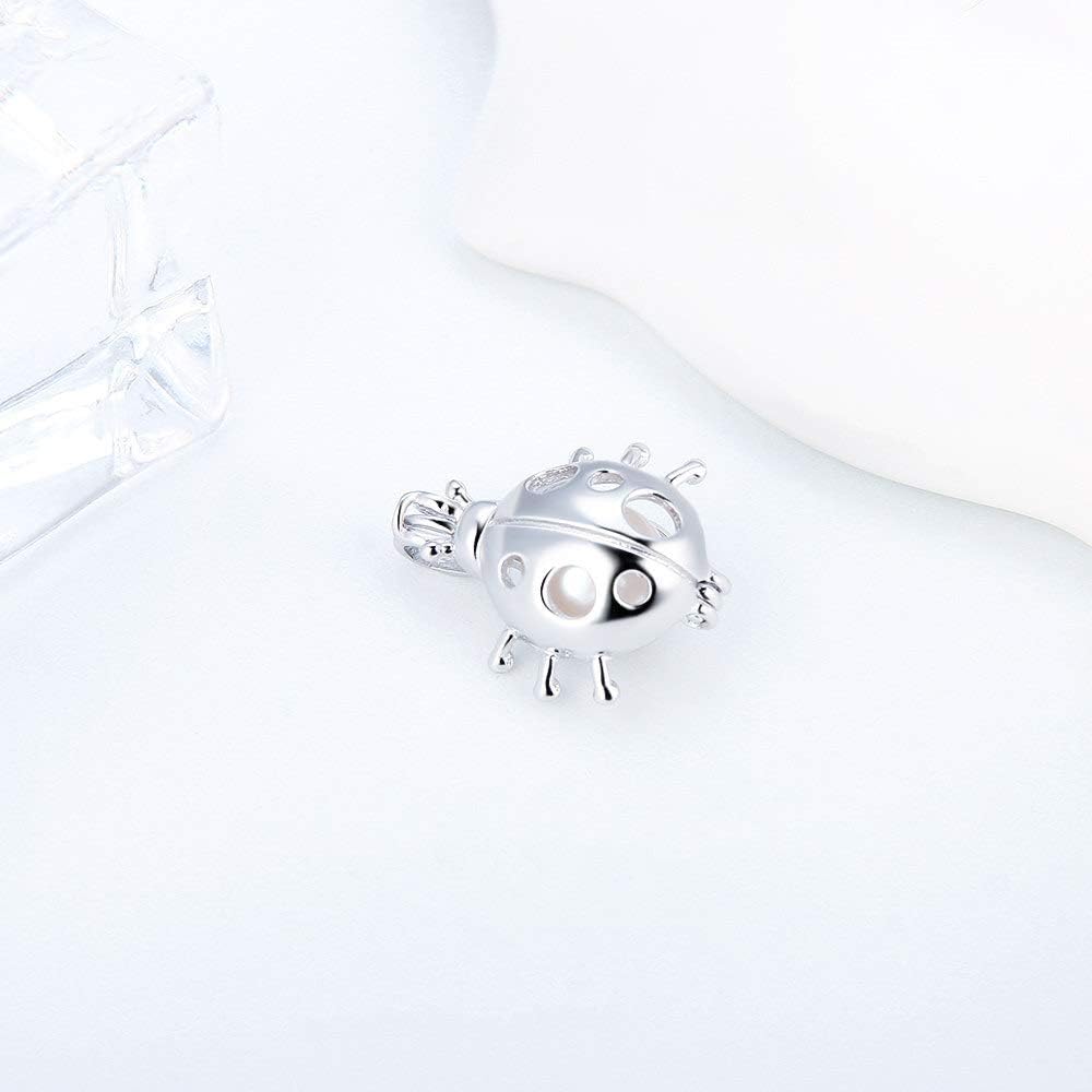 925 Sterling Silver Ladybug Cage Pendants Crafting Charm for DIY Necklace Bracelet Jewelry Making