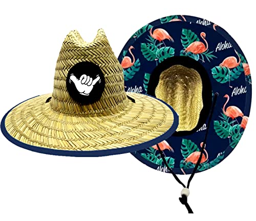 Baby Infant Lifeguard Hat Aloha Flamingo Straw Beach Cap Shaka Patch