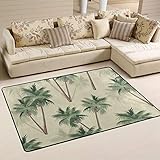 CENHOME Area Rugs Tropical Palm Trees Pattern Retro Floor Mat Indoor/Outdoor Non Slip Rugs Home...