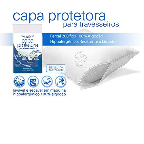 Kit 4 Capas Protetoras de Travesseiros Impermeável Viva Conforto