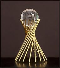 كرة كريستال شفافة زينة مع حامل معدني ذهبي، حرف فنية بتصميم عصري تجريدي مع قاعدة من خليط معدني، حرف منحوتة فاخرة مبتكرة، لتزيين المنزل والمكتب والتصوير الفوتوجرافي والحفلات من فينغشوي، لون سليم ويست