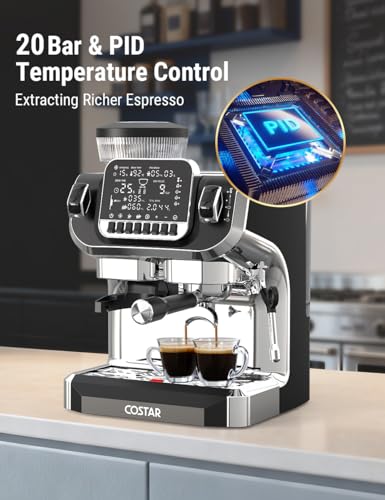 Image of COSTAR Professional Espresso Machine with Grinding & Frothing, 20 Bar Coffee Machines with LED Screen, Coffee Maker Machine for Home /Office, 1.8L Removable Water Tank for Cappuccino, Latte