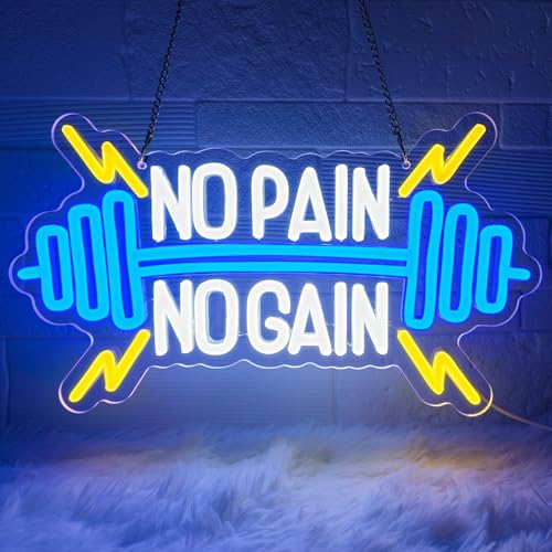 Sneignon No Pain No Gain Neon Sign for Gym Wall