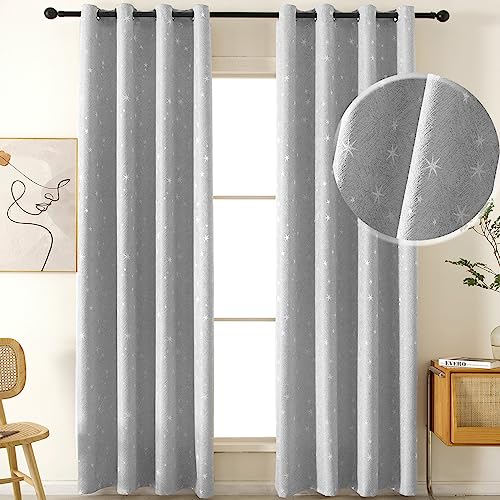 Opiniones y reviews de Cortinas con chorreras de esta semana. 48 Cortinas Blackout Cortas con Aislamiento Térmico, 2 Paneles Cortinas Blackout Estrellas Para Recamara sala Ventana con Ojales, Cortinas Opacas Termicas 132*160cm, Reducción Ruido...