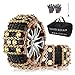 KYX Upgrade Alloy Steel Tire Chains for Car/SUV/Pickup Truks, Adjustable Universal Emergency Snow Chains for Pickup Trucks and Off-road SUV Car Tires 235 245 255 265 275 285 - Set of 6, Alloy Steel