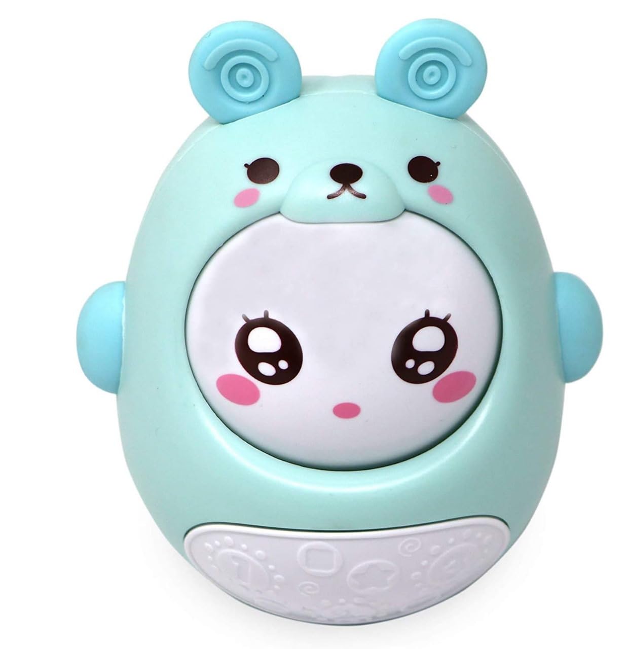 Cute Shake & Push Wobbling Roly Poly Tumbler Doll with Soft and Sweet Bell Sounds-Green-QX-91152E