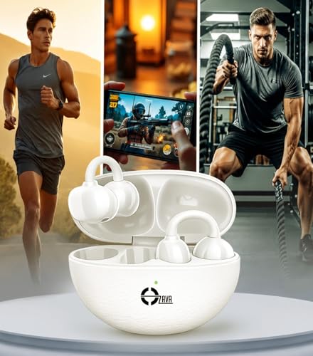 Image of Air Clips-Echo Wireless Open Ear Earbuds with Clip Design, Up-to 40H Playtime, ENC,13mm Driver, BTv5.4 Touch Control (White)
