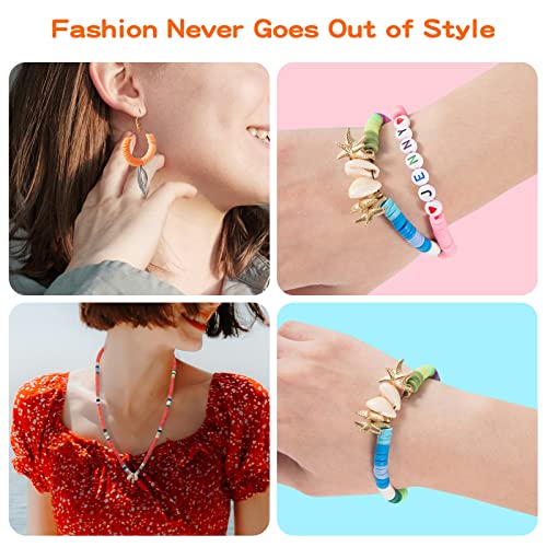 Maxzola Inc. 12870 Pcs Clay Beads For Bracelet Necklace Jewelry Making Kit, Polymer Flat Round Beads With Elastic Strings Pendant Charms Set #TOP3