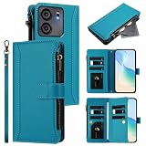 Jiajihua Hülle Kompatibel mit BLU View 5 4G,Kompatibel mit BLU View 5 4G Lanyard【9 Kartenfächer】【Reißverschluss Brieftasche】【Magnetischer Verschluss】 Ständer Lakeblue