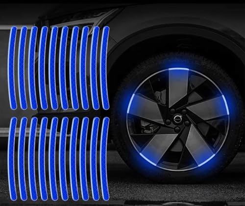 Image of REDWIND Anti-Collision Glow in The Dark Wheel Rim Stickers Night Reflective Tape Warning Sticker for Decoration Universal for All Cars Bikes Motorcycles Bicycle Trucks and etc(20 Strips) (Royal Blue)