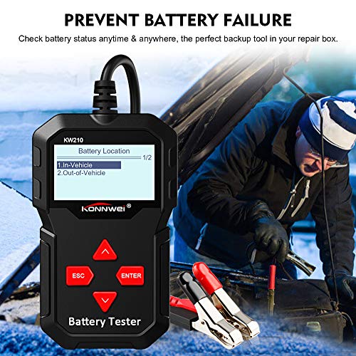 KONNWEI KW210 Car Battery Load Tester 12V 100-2000 CCA 220AH Professional Automotive Alternator Digital Analyzer Waveform Voltage Test Tool for Vehicle/Boat/Motorcycle