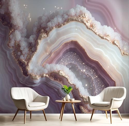 Papier Peint 3D Marbre d'Agate Violet Haute Qualité