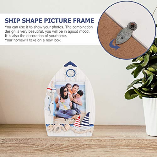 Kesyoo Desk Topper Desk Topper Mediterranean Style Sailboat Picture Frame Nautical Wood Photo Frames Sculptural Ocean Theme Photo Holder Home Table Decoration Photo Ornament Desktop Decor #TOP5