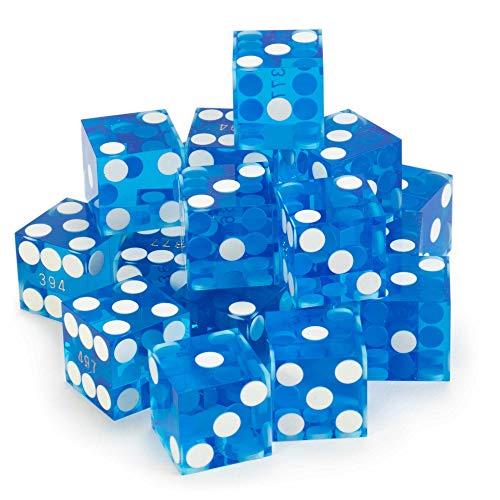 Brybelly Precision Casino Dice, 20-Pack - 4 Full Sets Of 5 Dice - Grade Aaa Craps Dice With Sharp Razor Edges And Matching Serial Numbers Per Set (Blue) #TOP1