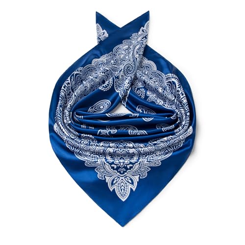 Image of 35 inch Men's Silk Cowboy Scarf - Oversized Western Bandana Neckwear, Large Square Scarf with Gift Packaging