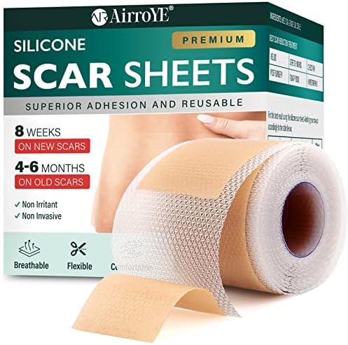 Silicone Scar Sheets,Silicone Scar Tape(1.6"x 120" Roll-3M), Reusable And Effective Scar Removal Sheets, Silicone Scar Removal Sheets For Surgical Scars,Healing Keloid, C-Section, Tummy Tuck