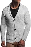 Herren Strick-Sakko mit Reversekragen elegant und sportlich | Herren Strick-Weste mit Brusttasche | Herren Strick-Jacke perfekt für Übergang | Herren Cardigan Designed in Deutschland 7758 Ecru XL