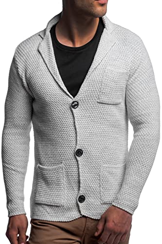 SOOUICKER Herren Strickjacke - Grobstrick Cardigan Mit Stehkragen