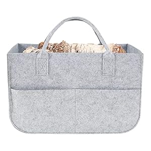 Handgemaakt Vilt tas open haard houten tas winkelmandje kleding mand hout zak brandhout mand krant kraampjes mand…